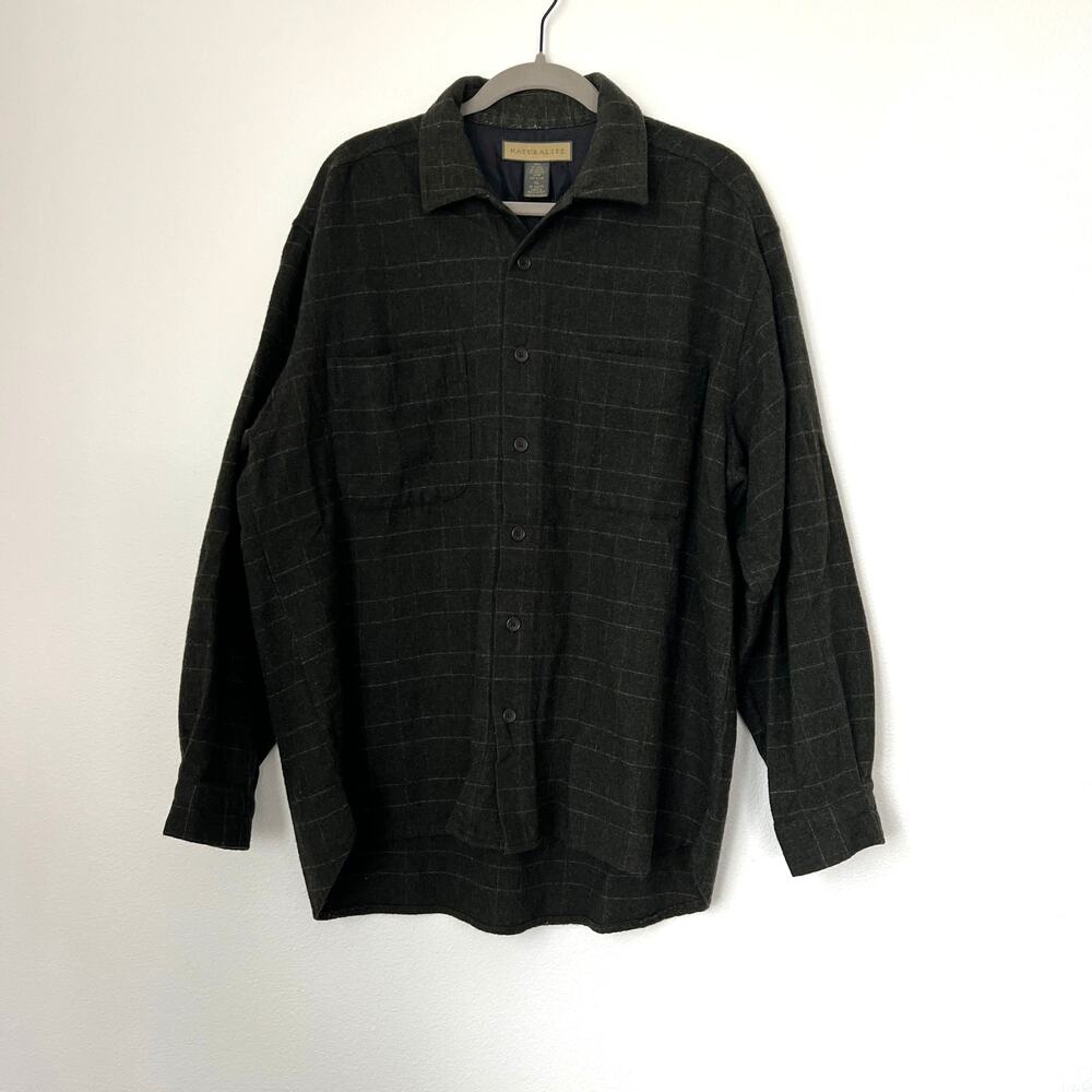 Naturalife Green Wool-Blend Shacket  XL Dark Academia Gorpcore Grandpacore